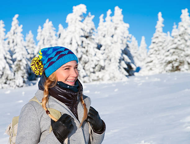 istock Happy woman on winter holidays 500396198