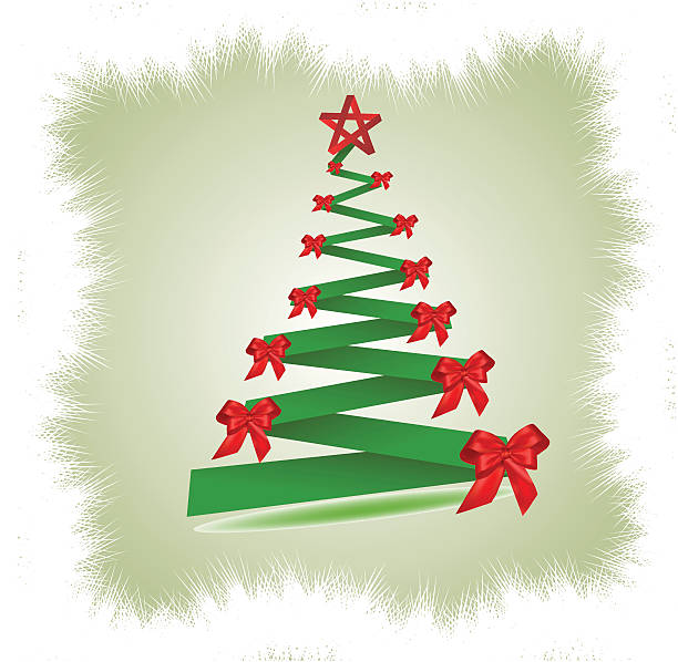 красивая рождественская елка изолированные - christmas backgrounds gift bow stock illustrations