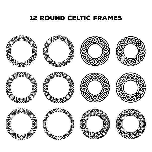 원형 셀틱 프레임 - celtic knot illustrations stock illustrations