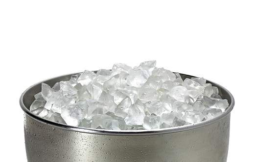 Crushed ice in bucket