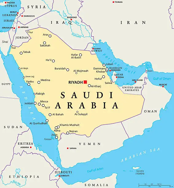Vector illustration of Saudi Arabia Political Map