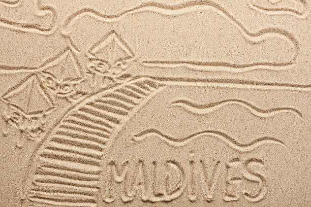 istock Maldives handwritten from  sand 500401925