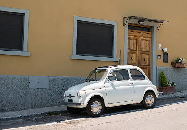White small vintage car