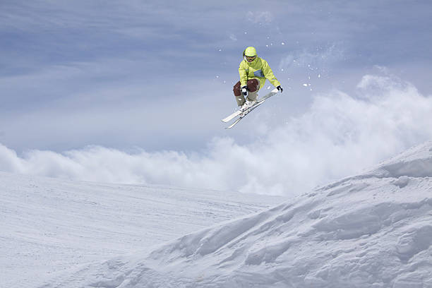 istock Flying skier on mountains. Extreme sport 500402502