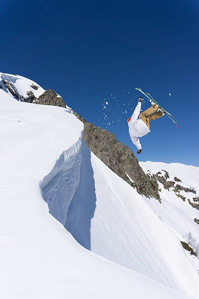 istock Flying snowboarder on mountains. Extreme sport 500402614