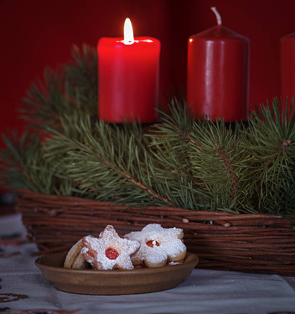 istock cookies with candles on a table 500402758