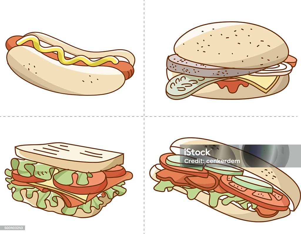 Ręcznie rysowane fast food WEKTOR - Grafika wektorowa royalty-free (Bez ludzi)