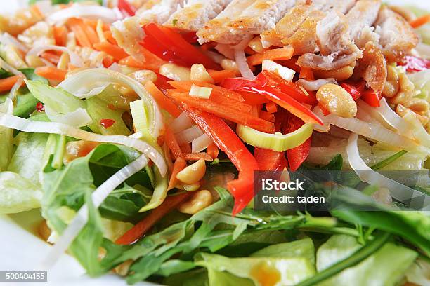 Salad Of Fried Chicken Stock Photo - Download Image Now - Appetizer, Arugula, Carrot