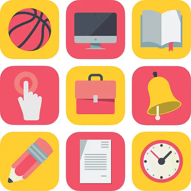 Vector illustration of Clean and simple education icons for mobile OS