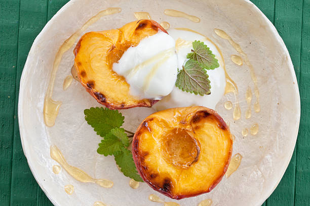 Grilled peach with honey
