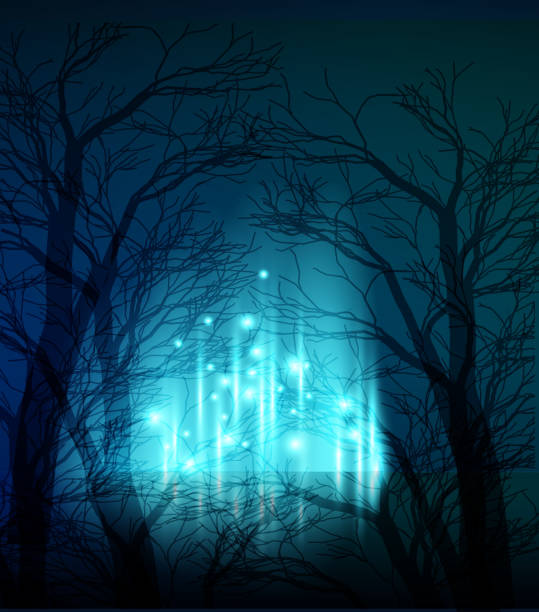 Abstract dramatic night tree Vector illustration Abstract dramatic night tree. EPS10 light through trees stock illustrations