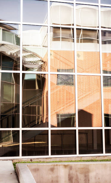 istock Architecture: Contemporary glass building on college, office campus. 500408819