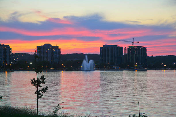 Sunset over Barrie, Ontario, Canada stock photo