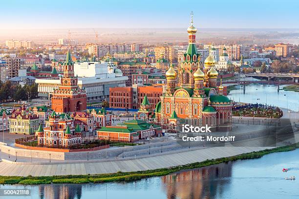 Nice Russian Town On River Stock Photo - Download Image Now - Kremlin, Russia, Urban Skyline