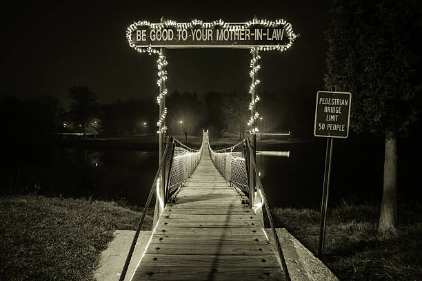 The longest swing bridge in Michigan is located at Croswell's Swinging Bridge. Known as the Mother In Law Bridge it spans the Black River and is 139 ft. This is a public structure in a city park and is not privately owned.