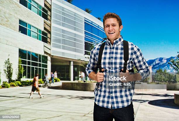 Student Standing At University Campus Stock Photo - Download Image Now - 20-24 Years, 20-29 Years, 2015