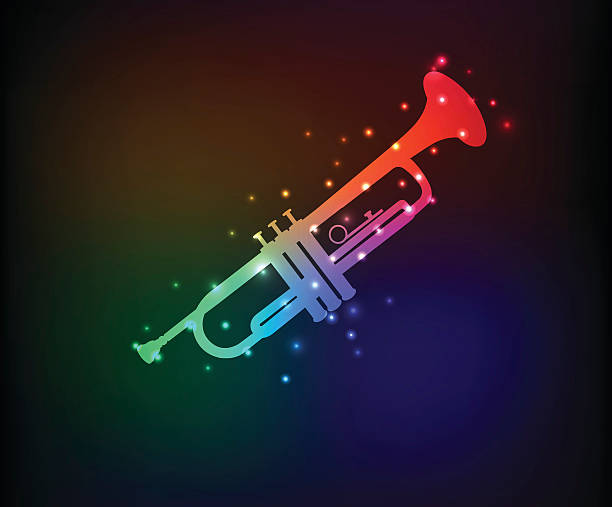 saxophon-symbol, regenbogen vektor - jazz backgrounds backdrop image stock-grafiken, -clipart, -cartoons und -symbole