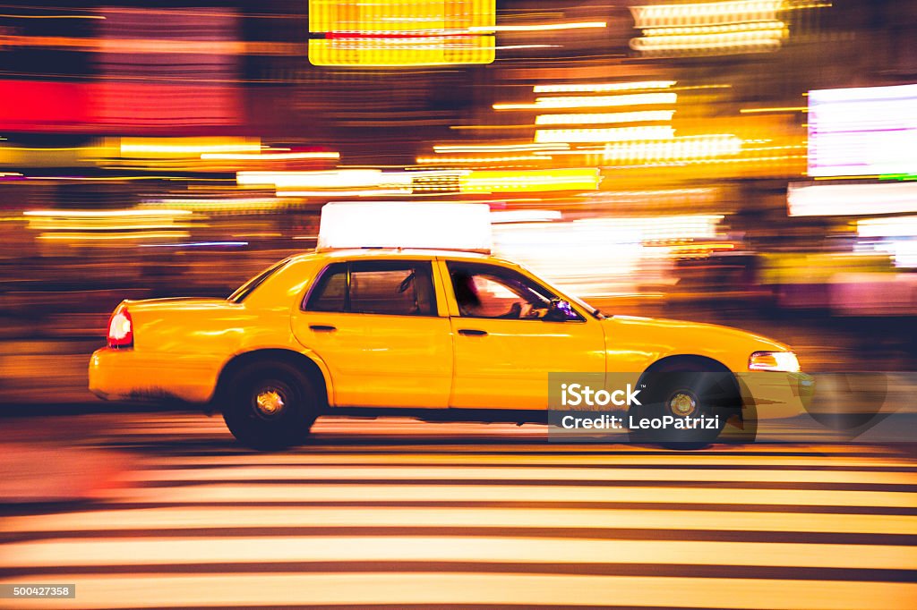 Yellow cab traffic in Times Square Yellow cab traffic in Times Square, New York. Taxi Stock Photo