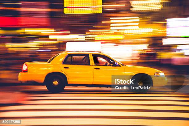 Yellow Cab Traffic In Times Square Stock Photo - Download Image Now - Taxi, New York City, New York State