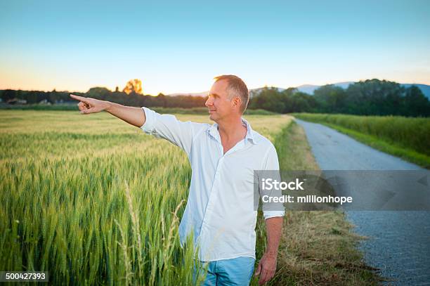 Hombre En El Campo Foto de stock y más banco de imágenes de Agricultor - Agricultor, Indicar, Accesibilidad