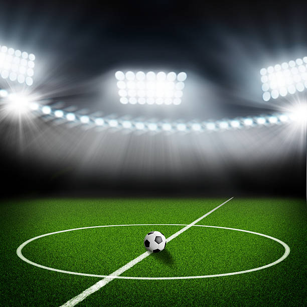istock soccer field center and ball 500427825