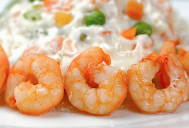 istock Russian salad with shrimps 500427841