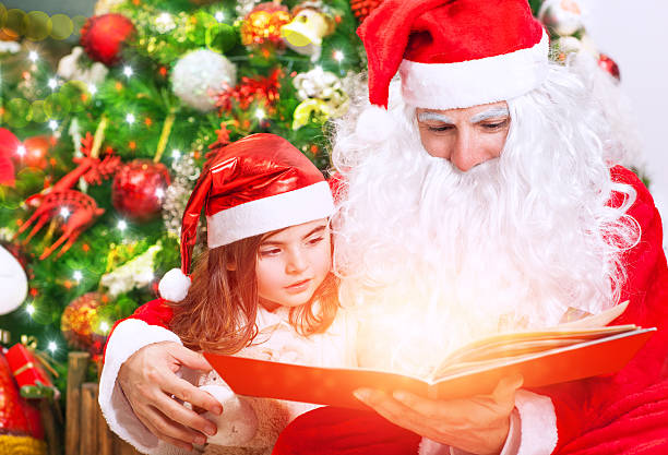istock Little girl with Santa read book 500427974