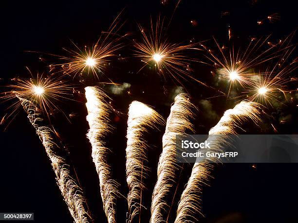 Fireworks 4th Of July Celebration With 5 Streaks Bright Bursts Stock Photo - Download Image Now