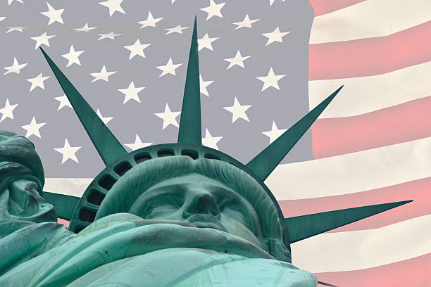 istock Liberty's Crown and Flag 500428907