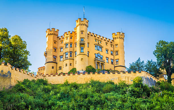 знаменитый hohenschwangau замок вблизи fussen, бавария, германия - hohenschwangau castle стоковые фото и изображения