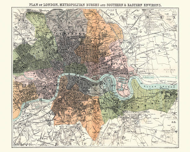 antquie map of london ,880 - greater london点のイラスト素材／クリップアート素材／マンガ素材／アイコン素材