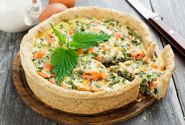 istock Quiche pie with fish and nettles 500431019
