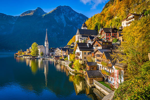 istock Hallstatt mountain village in fall, Salzkammergut, Austria 500431252