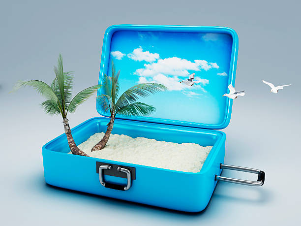 istock Travel suitcase. beach vacation 500431331