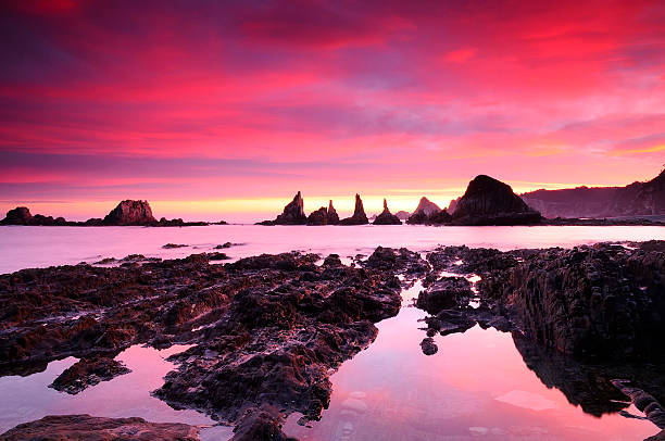 istock Picturesque seascape. Rocky mountains, sunset 500431714