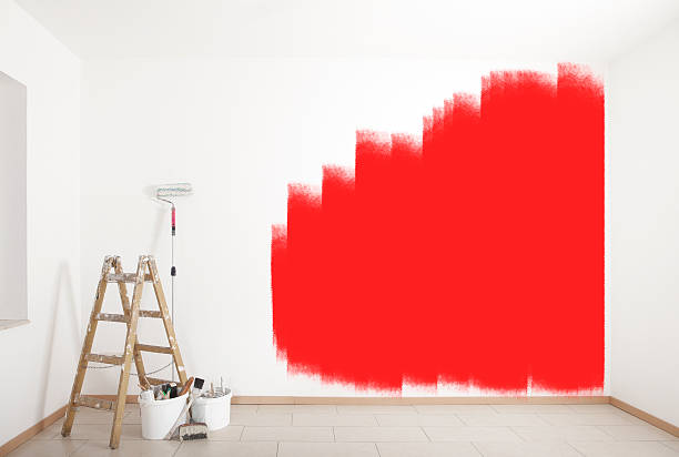 istock painting accessories red wall 500432414