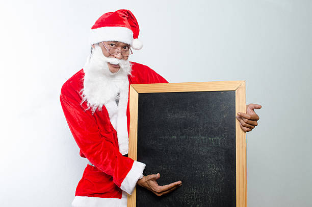 istock Christmas man hold with chalkboard 500434296