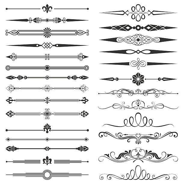 стр. разделителем и элементы дизайна набор - ornate dividing decoration calligraphy stock illustrations