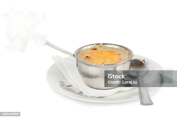 Julienne Of Chicken And Mushrooms Under Baked Cheese Stock Photo - Download Image Now