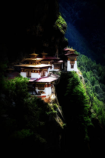 monastero di taktsang palphug, paro, bhutan. - taktsang monastery immagine foto e immagini stock