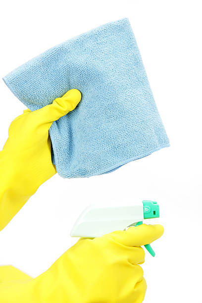 istock hands in rubber gloves with spray and a cloth 500441499