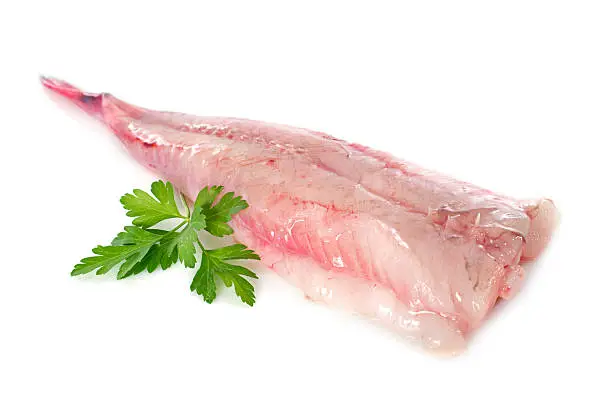 picture of monkfish in front of white background