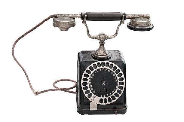 istock Antique telephone on white background 500442537