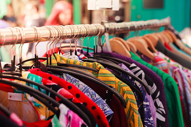 istock Clothes on a rail at street market 500443937