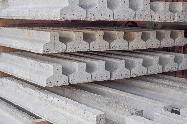 Prestressed beam Prestressed precast pretensioned reinforced concrete beam roof beam stock pictures, royalty-free photos & images