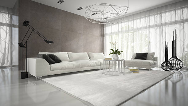 istock Interior of modern design room with white couch 3D rendering 500451174
