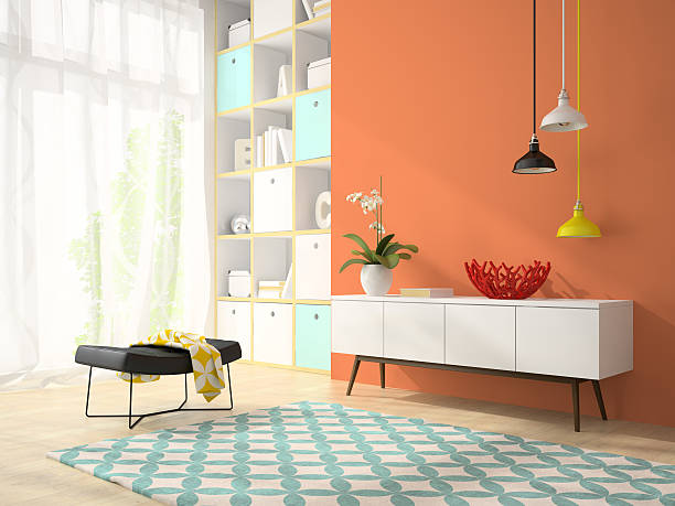 istock Interior of modern design room with red vase 3D rendering 500452342