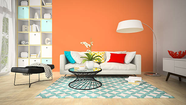 istock Interior of modern design room with red vase 3D rendering 500452566