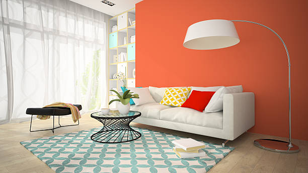 istock Interior of modern design room with red vase 3D rendering 500452636