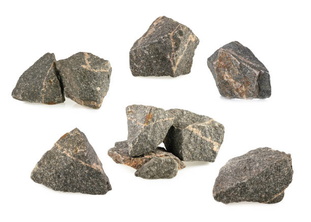 istock Granite stones, rocks set isolated on white background 500454926